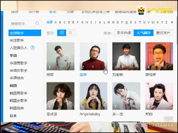 阿哲登酷狗人气飙升歌手第一名